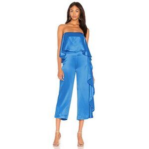 Mestiza Jacqueline Cropped Ruffle Jumpsuit in Sapphire